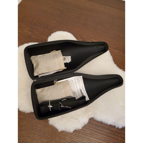 CaddyO 06' Genuine Blk Leather Wine Bottle Cooler Zip Carrier 7 Extra Essentials - Picture 5 of 16